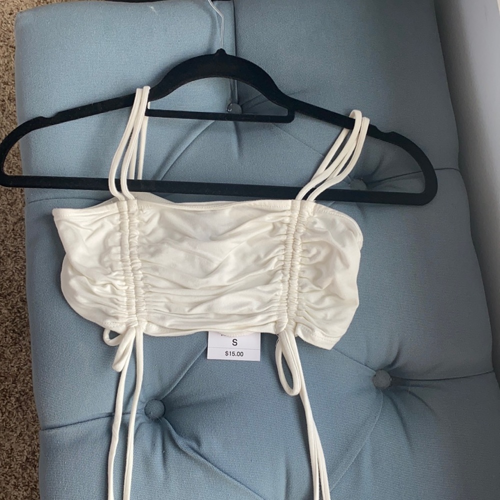 White bandeau crop top